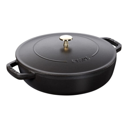 Bräter mit Chistera Drop-Structure 28 cm, rund, Schwarz, Gusseisen STAUB